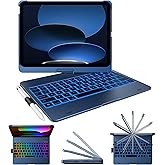 typecase Flexbook Keyboard Case for iPad 11th (A16, 2025) and iPad 10th Gen (10.9", 2022) – No Trackpad, 11-Color Backlight, 360° Rotatable, 7 Use Modes, Thin & Lightweight – Midnight Blue