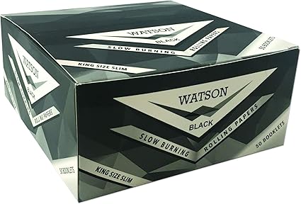 Watson King Size Schlank Zigarettenpapier Langsames Verbrennen Verpackung Farbe Schwarz Rollenpapier Rauchen 50 Heftchen X 32 Blattchen Klassisch Drehpapier Rauchpapier King Size Slim Nur Papier Amazon De Kuche Haushalt