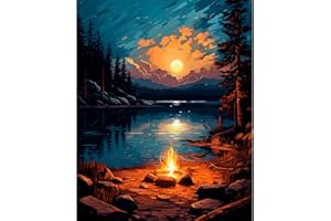 Paint by Numbers Adult Kit, Sunset Landscape Adult Paint by Number Kits on Canvas Without Frame for Beginner, Mountain Lake D