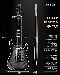 Fesley Electric Guitar, Full Size Solid Body