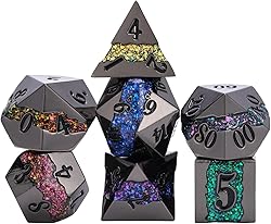 Maywin D&D Dice Set Metal,Large Striped Glitter