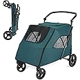 Dog Stroller for Large Dogs with 4 Heavy Duty Wheels - Pet Stroller for 2 Cats,Jogger Wagon with Adjustable Handle Back Door for Medium Large Dogs up to 120Ibs