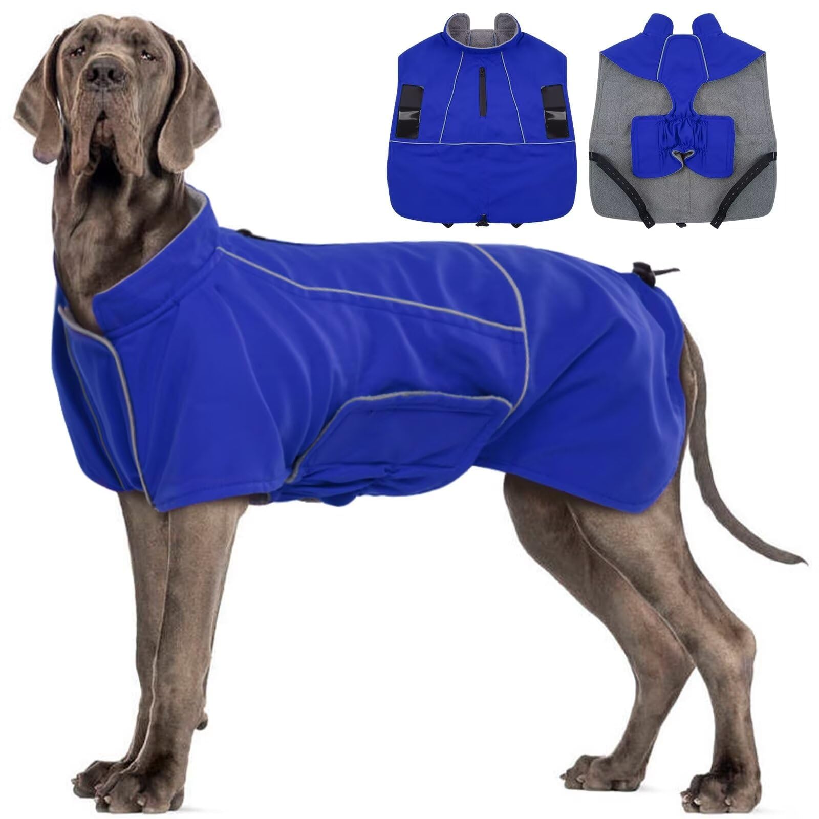 Photo 1 of MIGOHI Dog Winter Jacket,Dog Coat Waterproof,4XL Winter Snow Coat with Fleece Lining for Large Dogs Boys Girls,Snowproof Pet Jacket,Great Dane,Mastiff,Blue