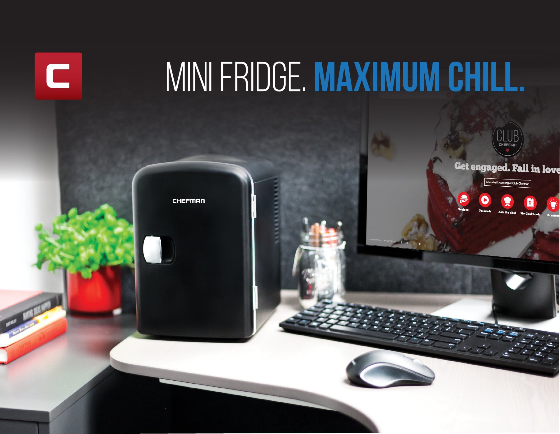 Chefman Mini Portable Compact Personal Fridge, Cools & Heats, 4 Liter