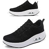 RUIDENG Platform Sneakers for Women Air Cushion | Walking Shoes Women Comfortable All Day | Thick Rocker Bottom