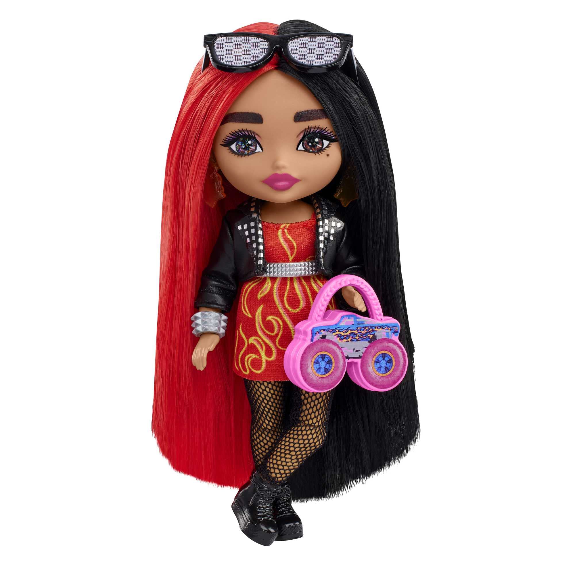 Barbie Extra Mini Lalka 14 cm Czarno Czerw Wl Hkp88