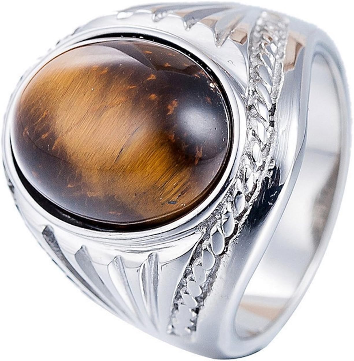 Taizhiwei Brown Gemstone Rings for Men Personalised Simple Titanium