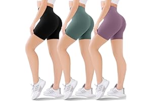Blisset 3 Pack Women's Active Shorts - 3”/5”/8”High Waist Tummy Control No See -Through for Cycling Jogging Gym Workouts