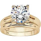 PalmBeach Yellow Gold-plated Sterling Silver Round Cubic Zirconia Solitaire Bridal Ring Set Sizes 5-10
