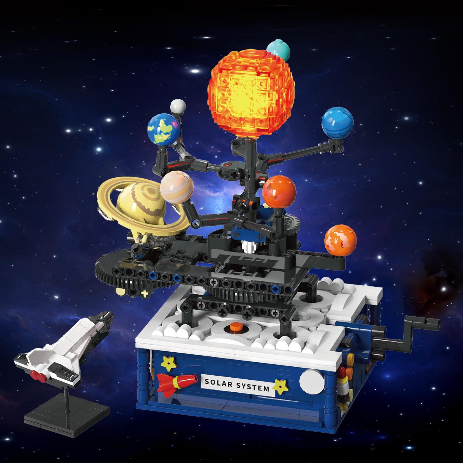 CUBIMANA Technik Sonnensystem Bauspielzeug mit Licht – Kosmischeforschung Rotations Bauset mit 8 Planeten und Raketenständer, 775 Teile Geschenke für 8+ Jahre alte Kinder Jungen Mädchen und Erwachsene 7