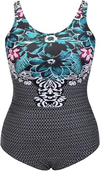 DORIC Plus Size Women's One-Piece Africa Flower Bikini Swimsuits Print Backless Swimwear 