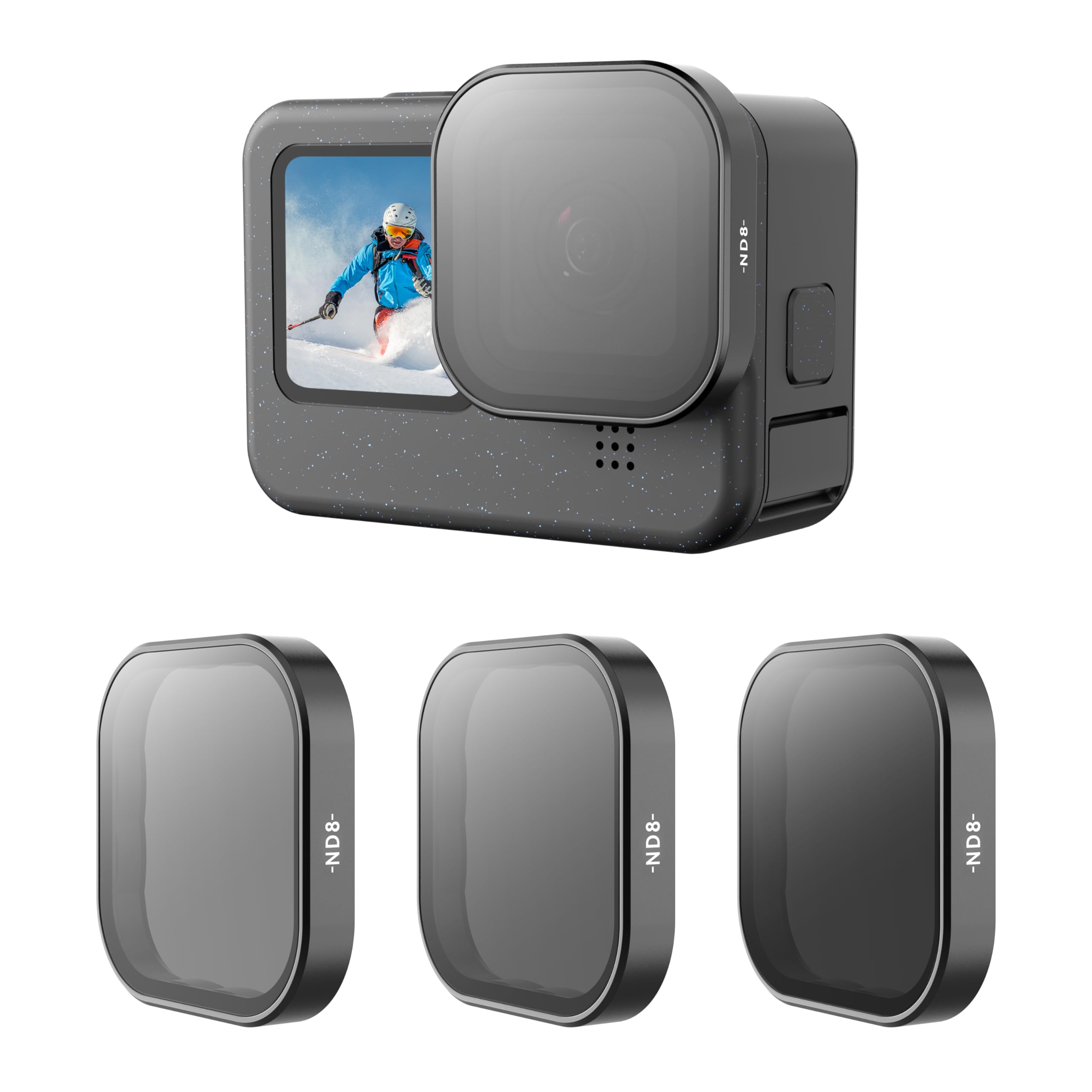 TELESIN 3-Pack ND Filter Lens ND8 ND16 ND32 Compatible for GoPro Hero 12 Hero 11 Hero 10 Hero 9 Black, Neutral Density Lens Filter Kit Lens Protector for Go Pro 12 11 10 9 Accessories