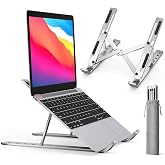 ivoler Laptop Stand, Laptop Holder Riser Computer Tablet Stand,Silver | For 10-15.6&rdquo; MacBook,iPad, HP, Dell, Lenovo, 6 Angles Adjustable Aluminum Ergonomic Foldable Portable Desktop Holder