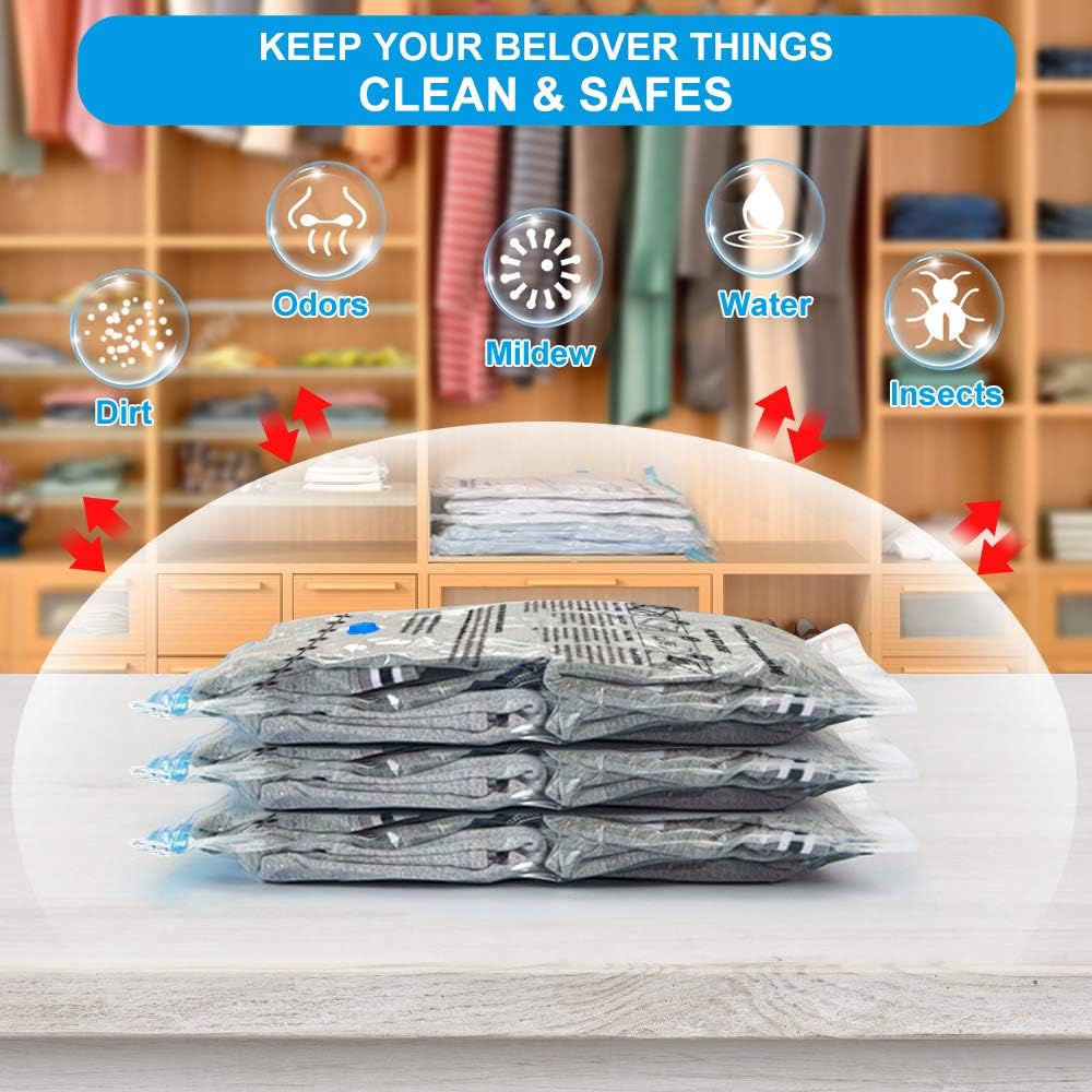 Vacuum Storage Bags 8 pack(4Jumbo, 4Large), Premium Space Saver bags for Clothes Duvets Blankets Pillows Comforters, travel storage.: Home & Kitchen