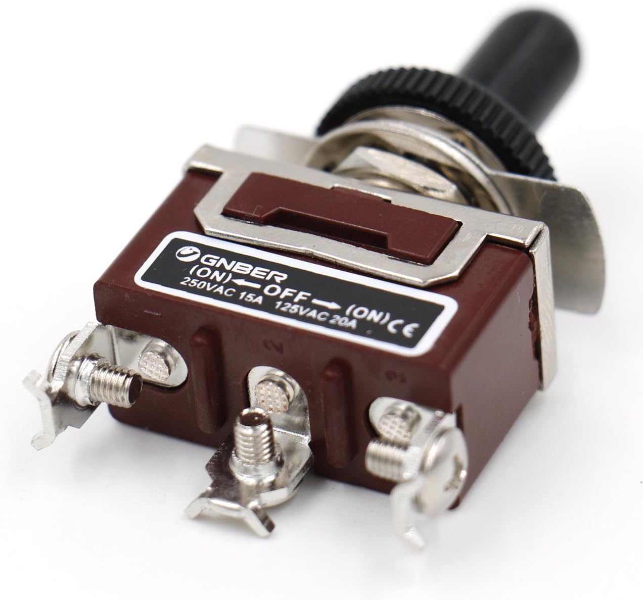 Heschen Metal Toggle Switch, RT1122FS, SPDT, Momentary Type, (ON)/OFF/(ON) 3 position, 15A 250VAC, with Waterproof Cap, CE - Image 3