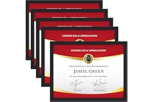 Icona Bay 8.5x11 Certificate Frames (Black, 5 Pack), Modern Style Wood Composite Document Frames, Table Top or Wall Mount, Bliss Collection