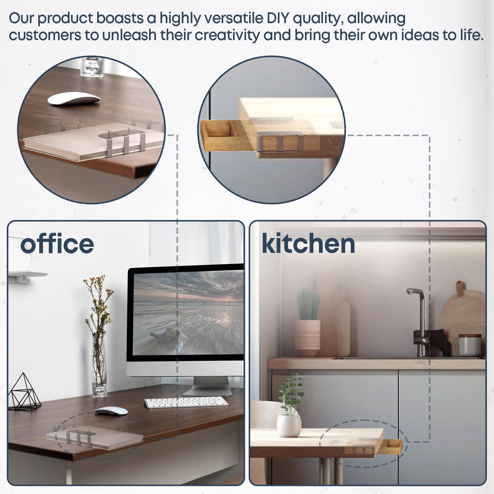 Under Desk Table Laptop Mount Metal Anti-Scratch Silicone Hidden Docking Station Holder Mounting Brackets Shelf for Mac Mini MacBook Keyboard Multimedia Device Tablet 3pcs