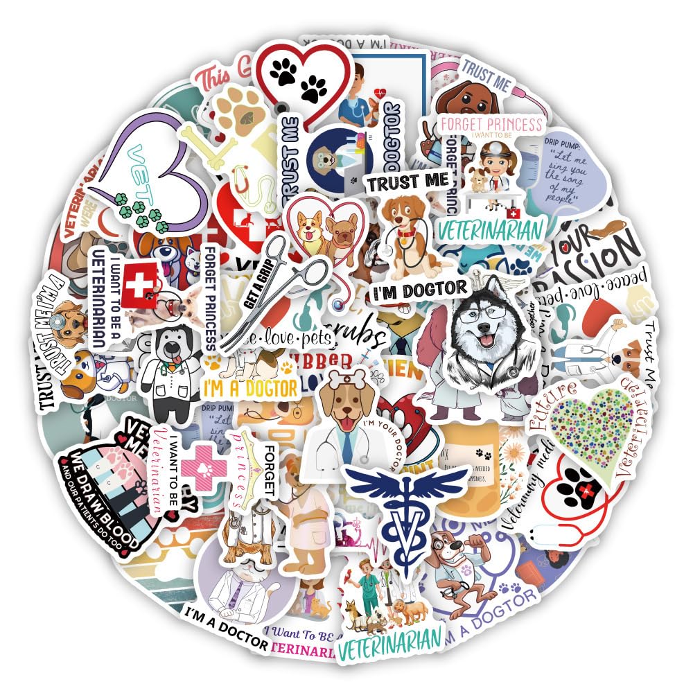 Vinyl Stickers 60 Veterinary Psychological Stickers Animals Veterinary Graffiti Pet Doctor