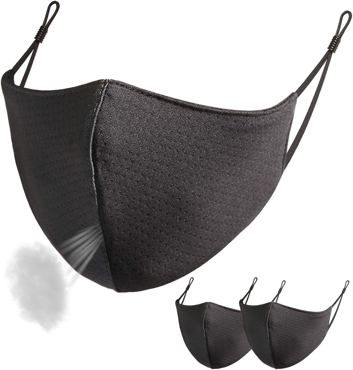 Kids Sports Mesh Masks Breathable Reusable Washable Adjustable Face Mask Outdoor School for Boys Girls Black: Clothing