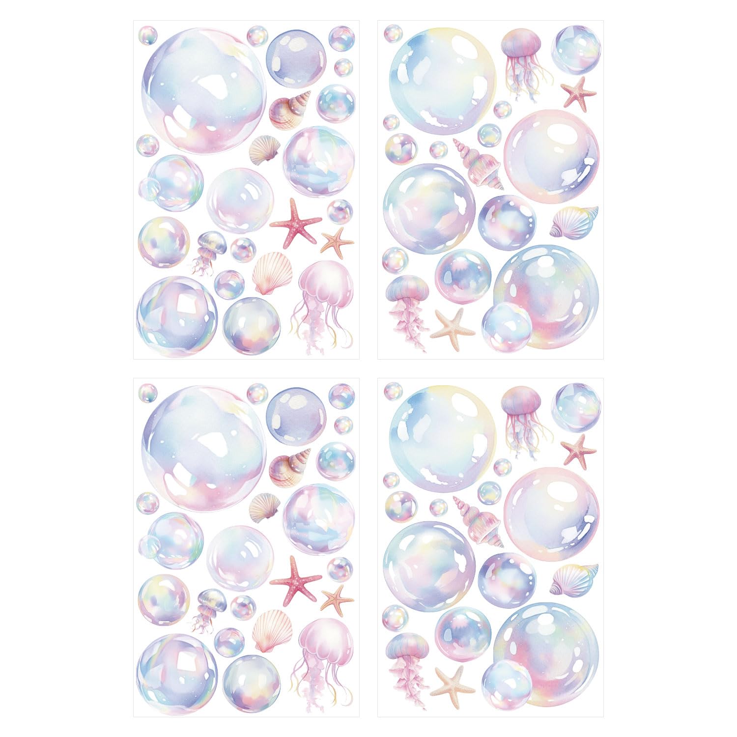 4 Sheets Bubble Wall Decals, Colorful Bubble Wall Cutouts Decal Ocean ...