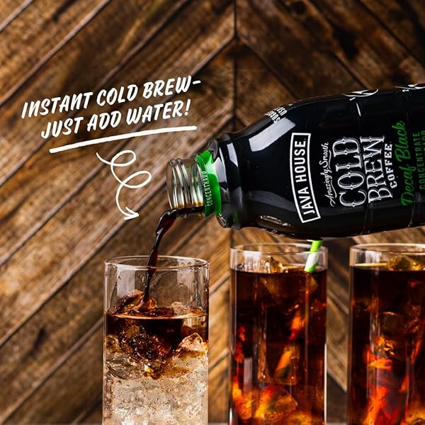 JAVA HOUSE COLD BREW COFFEE, DECAF COLOMBIAN 4:1 LIQUID CONCENTRATE, 32 OUNCE BOTTLE