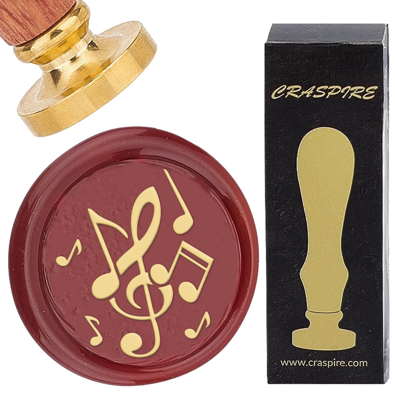 CRASPIRE Wax Seal Stamp Music Notes Vintage 25mm Clef Removable Brass Head Wood Handle Sealing Wax Stamp for Wedding Party Christmas Envelopes Invitations Gift Packing Wrap Decoration