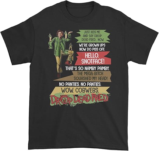 Men's Kiss Me and Say Drop Dead Fred Snotface T-Shirt (Black, Medium) | Amazon.com