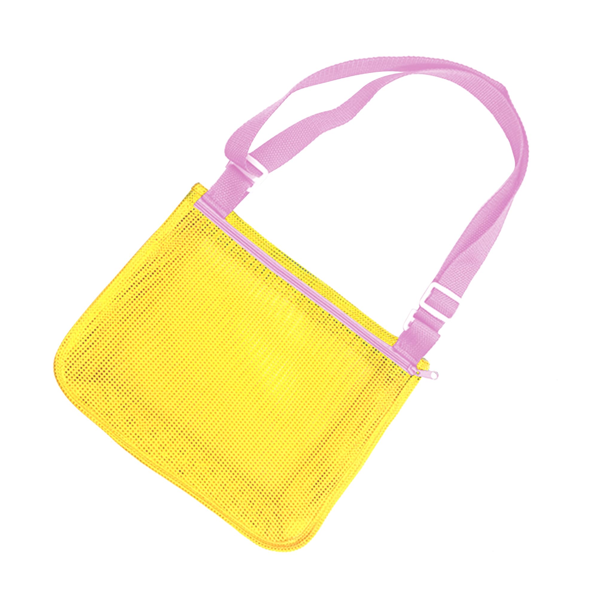 UTTPLL Mesh Beach Bag Baby Toddler Sand Seashell Collecting Bag for Holding Shells Pool Colorful Net Tote Kids Quick Dry Swimming Accessories Gift for Teens Boys Girls Yellow Pink