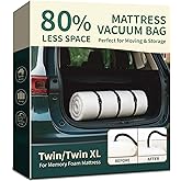 Memory Foam Mattress Vacuum Bag for Moving and Storage – Heavy Duty Compression Bag with Straps, Vacuum Bag for Memory Foam Mattress (Twin/Twin-XL)
