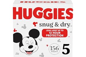 Huggies Size 5 Diapers, Snug & Dry Baby Diapers, Size 5 (27+ lbs), 156 Count (2 Packs of 78), Packaging May Vary