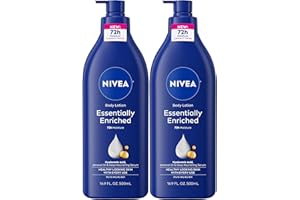NIVEA Essentially Enriched Body Lotion for Very Dry Skin with Hyaluronic Acid, Almond Oil and Deep Nourishing Serum, 72-Hour Body Moisturizer, 16.9 Fl Oz Pump Bottle, Pack of 2