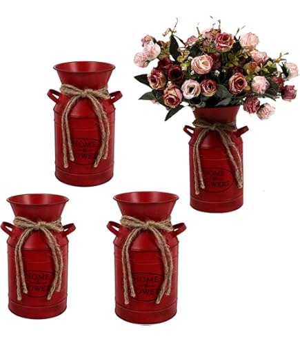 Amazon.com: 4 Pcs Red Milk can Shaped Metal Flower Buckets for