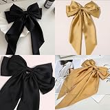 AYNKH 2 PCS Big Bow Hair Clips with Long Silky Satin French Barrette view 3