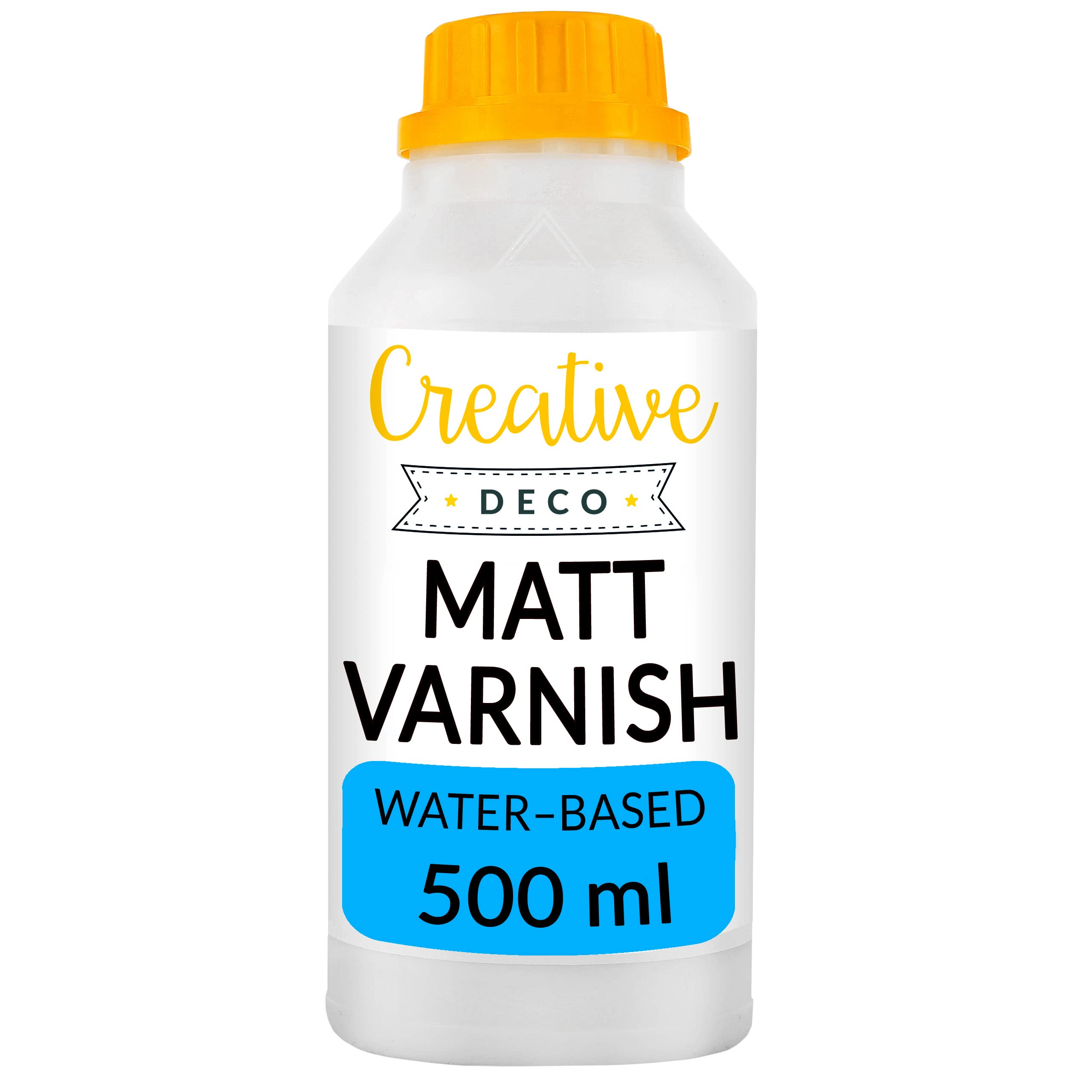 Creative Deco Matte Acrylic Varnish | 500ml | Clear, Colourless, Transparent Varnish for Acrylic Paint | Matt & Satin Finish | Surface Protection | Water-Based & Non-Toxic | Interior & Exterior Use