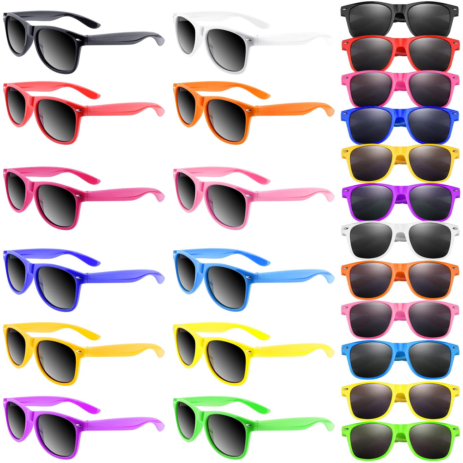 Morcheiong 24 Pack Neon Colors Sunglasses，Sunglasses Party Favors Goody Bag Fillers Fun Gift for Beach Pool Party Birthday Party (12 color)