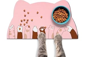 ZOEEYA Pet Feeding Mats - Absorbent Cat Food & Water Mats, Pink, 17.7 * 9.8 inch