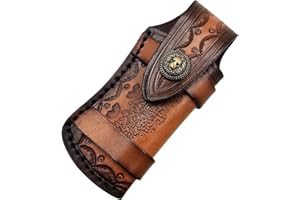 COHOMELARS 4.25'' Genuine Leather Pocket Knife Sheath,Horizontally Carry Snap Case for Leatherman Wave,Full Grain Leather Knife Pouch for Small Folding Knife,EDC Knife Holster Belt Loop Brown
