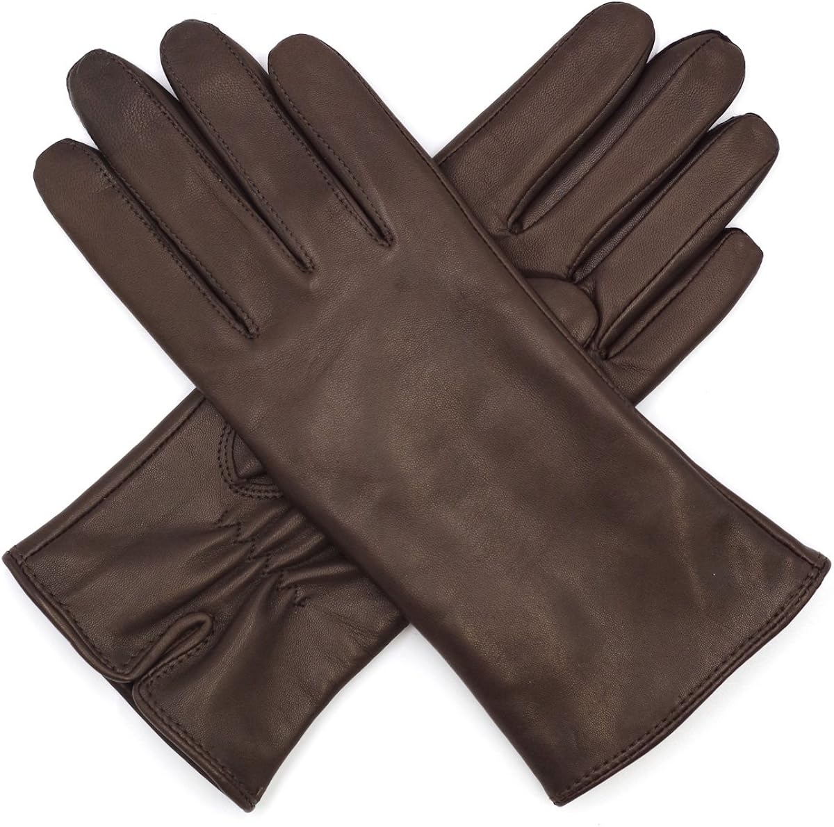 Harssidanzar Womens Luxury Italian Lambskin Nappa Leather Gloves Vintage Finished, Brown, XL at 