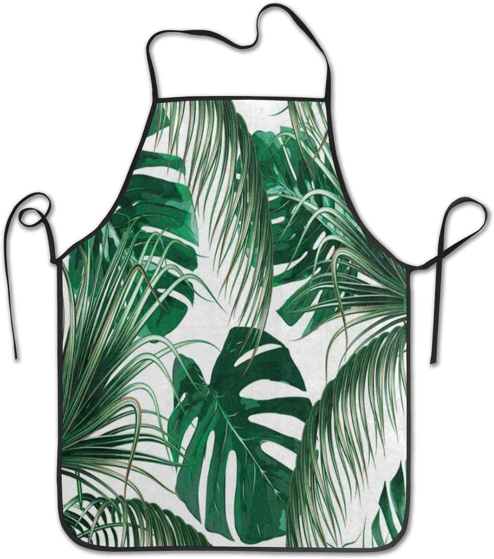 dfhfds Aprons Tropical Palm Tree Leaves Jungle Leaf Durable Kitchen and Cooking Apron for Women/Men Chef Apron for Cooking,Grill and Baking Waiter apron
