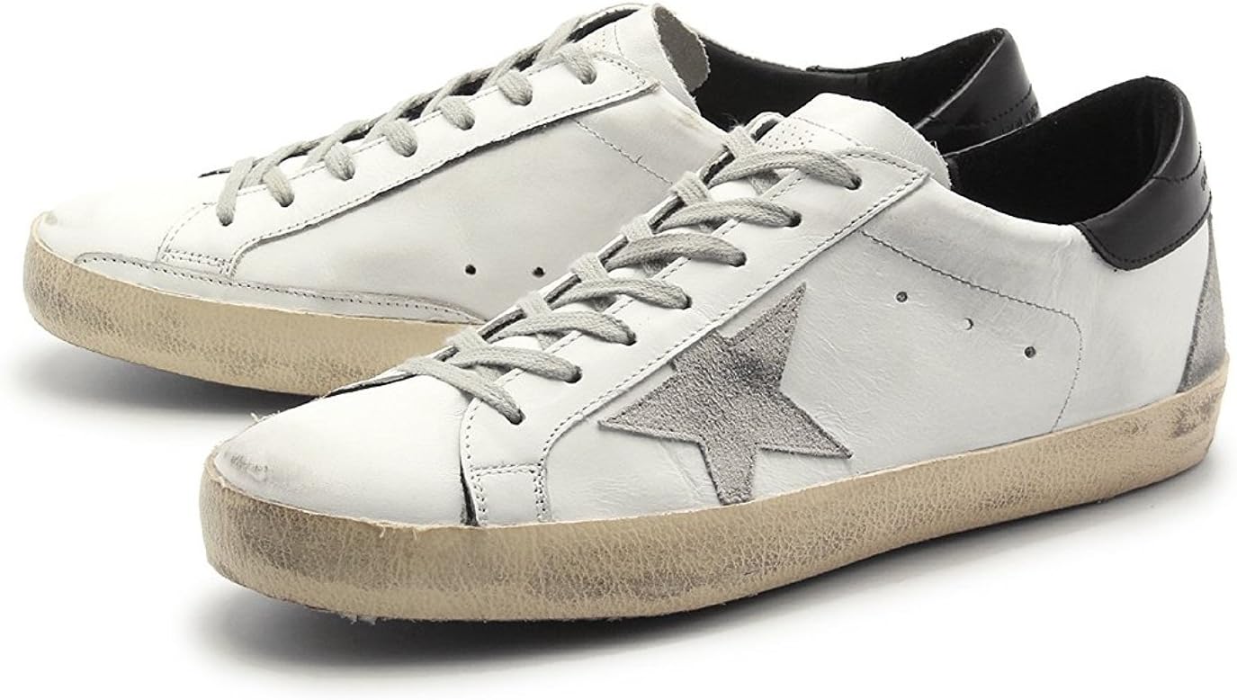 The Golden Goose Men's Superstar White/Black/Cream Leather Fashion Sneakers GCOMS590 W55