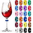 LOVEWEE 24 Pcs Wine Glass Charms Markers Drink Markers, Silicone Wine Glass Markers Glass Identifiers for Glass Cup Champagne Flutes Cocktails, Martinis