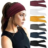 DRESHOW 6 PCS Adjustable Headbands for Women Knotted Headbands Elastic Non-Slip Fashion Hair Bands for Workout Sports Running Yoga