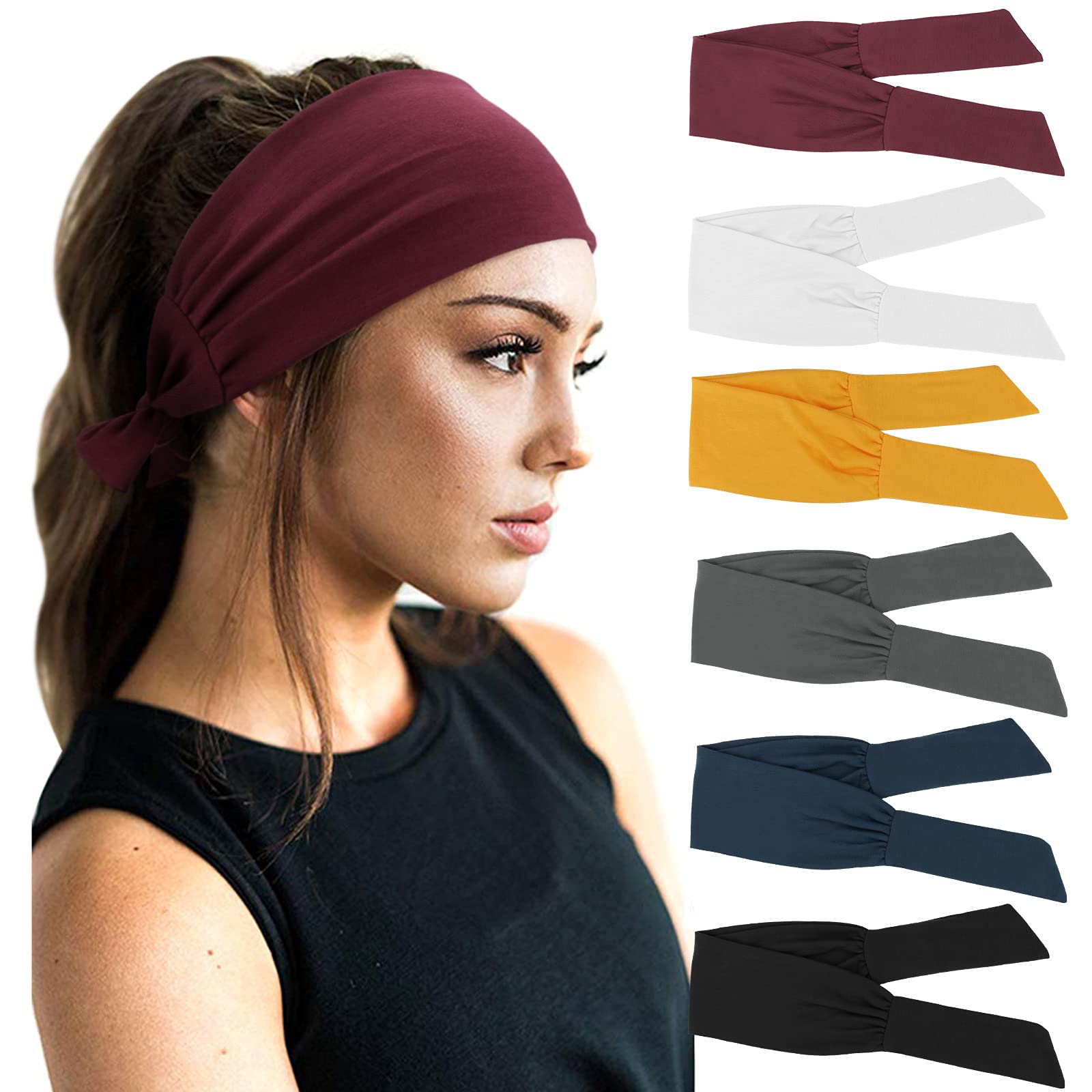 DRESHOW 6 Pack Women Headbands Wide Elastic Hair Bands Head Wrap Cute Knot Hair Accessories