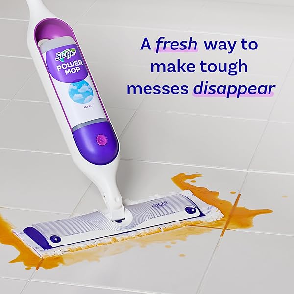 SWIFFER POWERMOP FLOOR CLEANING SOLUTION WITH FRESH SCENT, POWERMOP REFILLS, FLOOR CLEANER FOR MOPPING, 25.3 FL OZ, 2 PACK