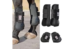 Harrison Howard Horse Tendon Boots Open Front/Fetlock Boot for Horse Protective Boots for Jumping, Trail Riding Set of 4