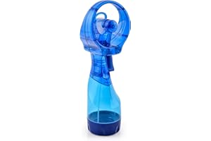 O2COOL Deluxe Handheld Battery Powered Water Misting Fan (Dark Blue) Batteries Included