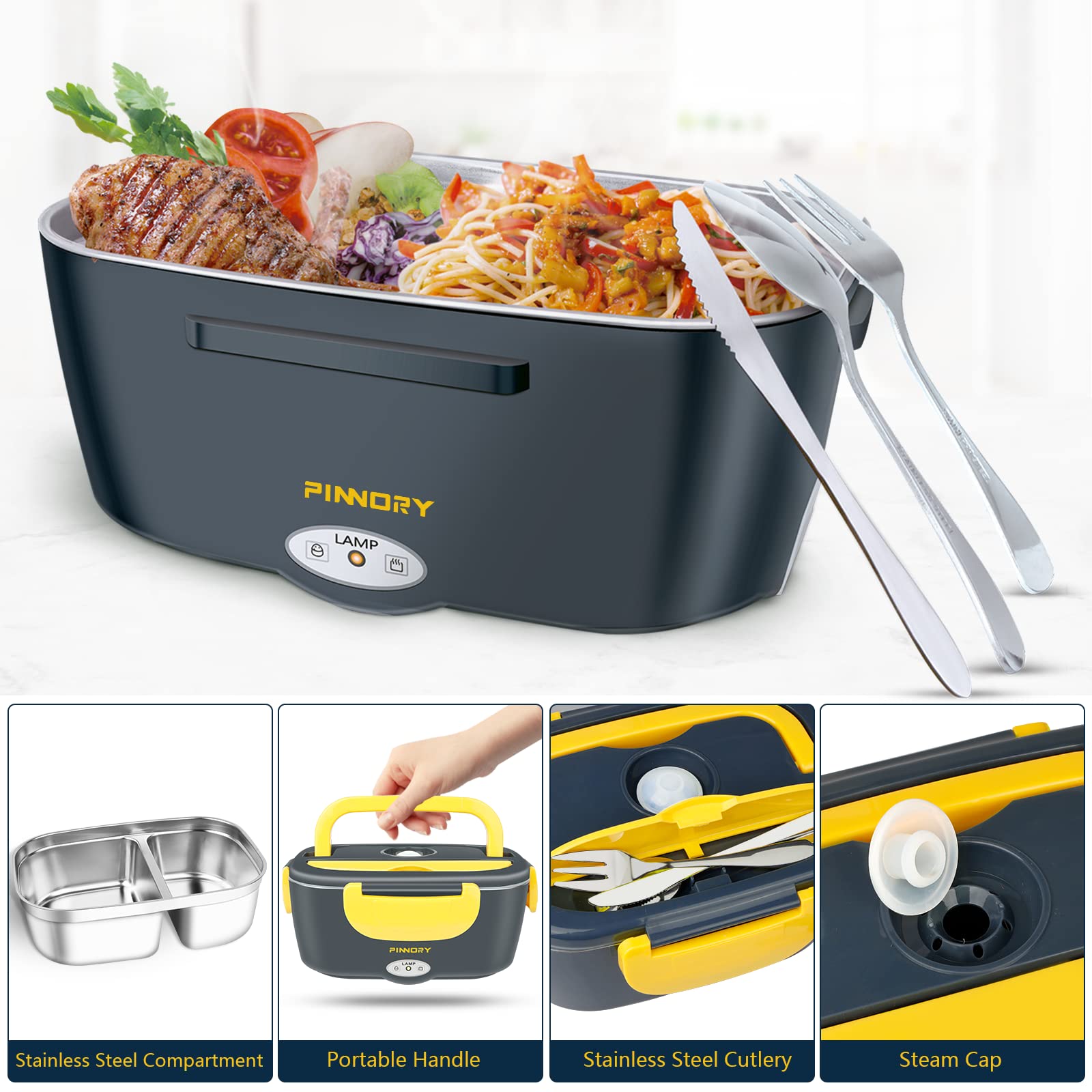 Mua LETAAKA Electric Lunch Box Food Warmer, 80W Food Heater 3 in 1 12 ...