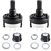 FOCMKEAS 2pcs RS26 2P6T Rotary Band Switch, 2 Pole 6 Position, 1 Deck | Band Channel Rotary Selector Switches, Waveband switches with Knob for TV, Radio, Electronic Device
