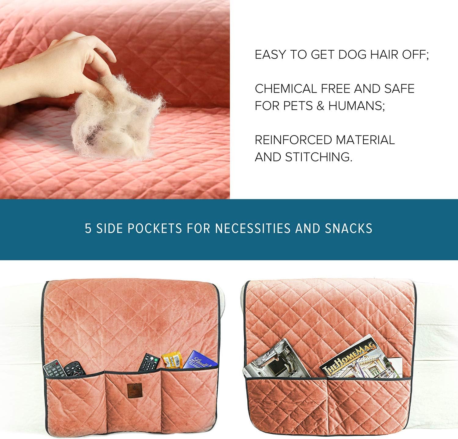 Sofa Cover for Dogs - Dog Couch Cover - Color Options - Waterproof Sofa Cover - 5 Pockets Silicone - Non-Slip Bottom - Anchors - Adjustable - Velvet Pet Furniture Protector 3yr Warranty (Wine) : Pet Supplies