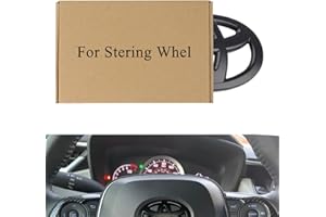 MACGRO ACTIVE Steeri- ng Whe- el Emblem Overlay Universal Fit for Toyota Tacoma Tundra 4Runner Camry Rav4 Corolla Highlander Accessories with Strong Adhesive 101602 Matte Black 1Pc